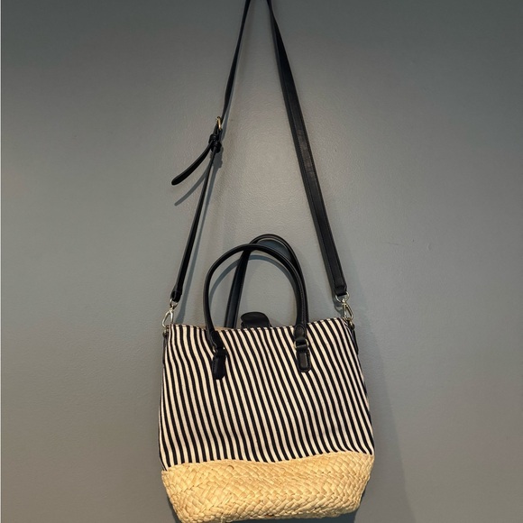 Talbots Black and Tan Striped Crossbody Bag - Picture 2 of 6